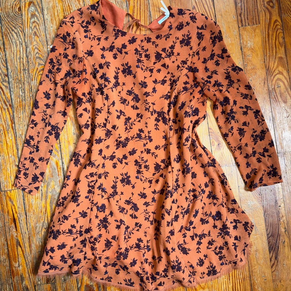 Orange and Brown Floral Dress